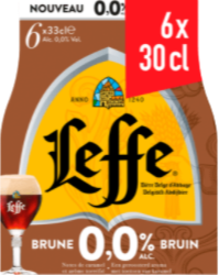 Leffe Bruin 0.0% sixpack met flesjes van 30cl